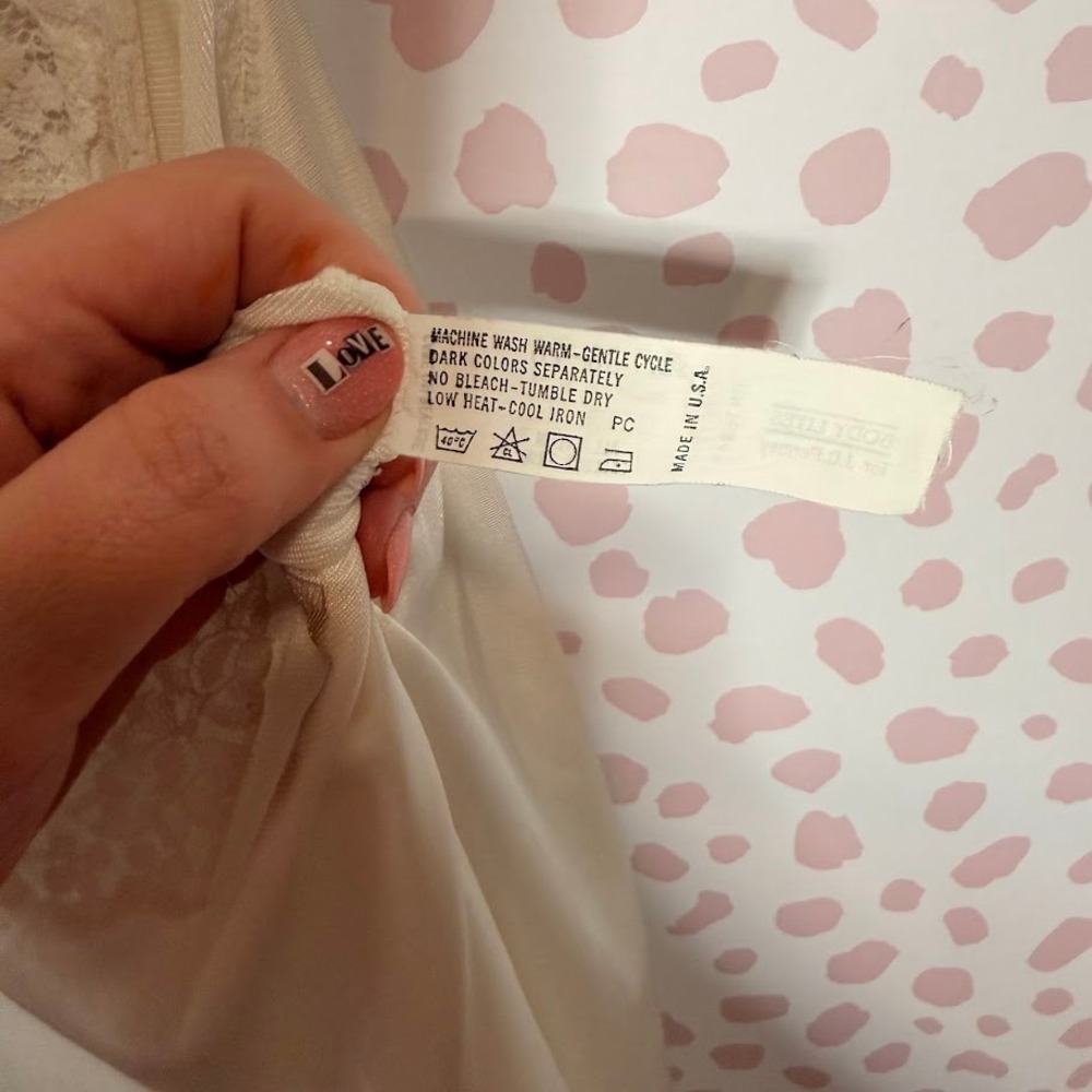 Vintage JC Penney White Lace Trim Full Nightie Babydoll Slip Dress Size 38 M - Picture 5 of 7